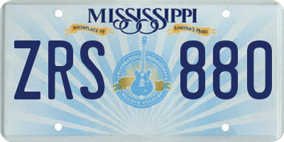 MS license plate ZRS880