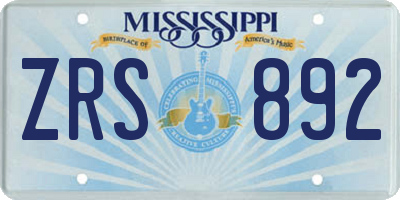 MS license plate ZRS892