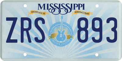 MS license plate ZRS893