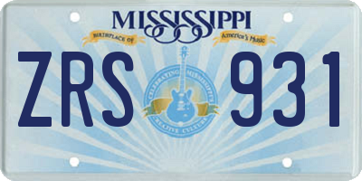 MS license plate ZRS931