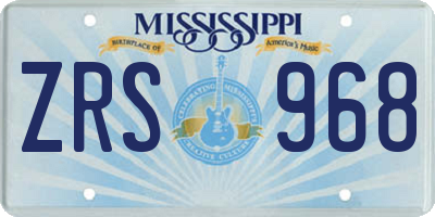 MS license plate ZRS968