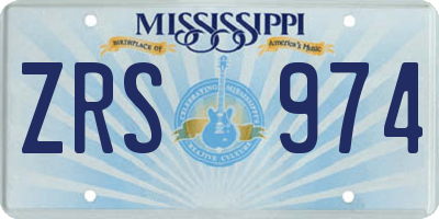 MS license plate ZRS974