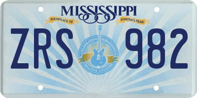 MS license plate ZRS982