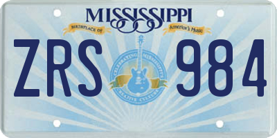 MS license plate ZRS984