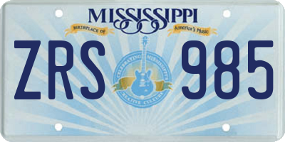 MS license plate ZRS985