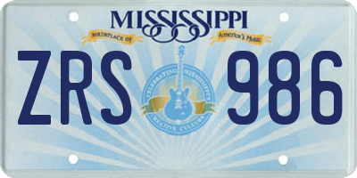 MS license plate ZRS986