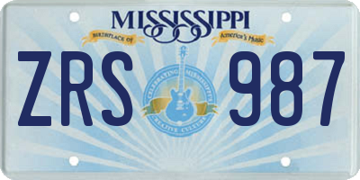 MS license plate ZRS987