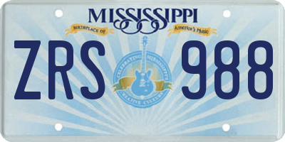MS license plate ZRS988