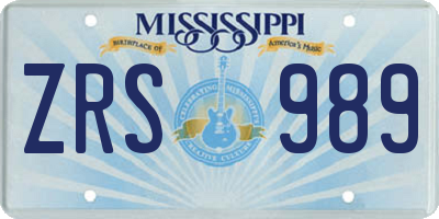 MS license plate ZRS989