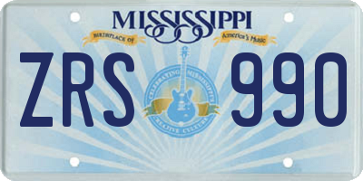 MS license plate ZRS990