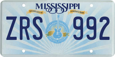 MS license plate ZRS992