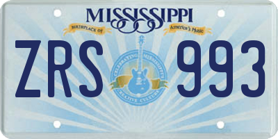 MS license plate ZRS993