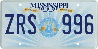 MS license plate ZRS996