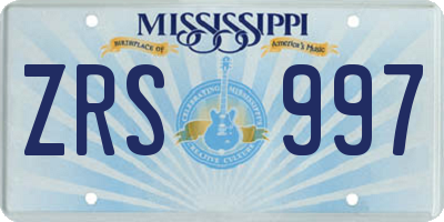 MS license plate ZRS997