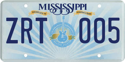MS license plate ZRT005