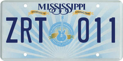 MS license plate ZRT011