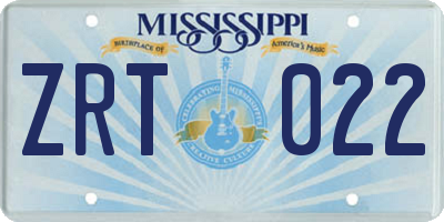 MS license plate ZRT022