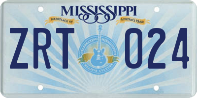 MS license plate ZRT024