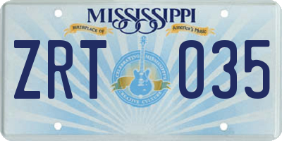 MS license plate ZRT035