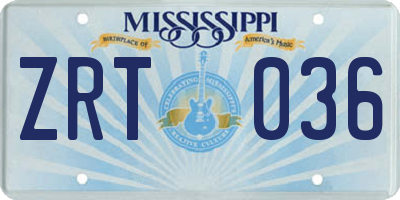 MS license plate ZRT036