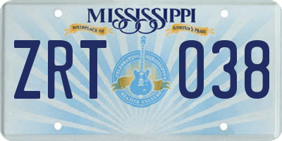 MS license plate ZRT038