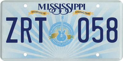 MS license plate ZRT058
