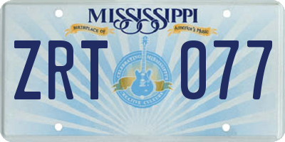 MS license plate ZRT077