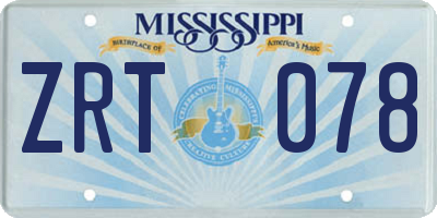 MS license plate ZRT078