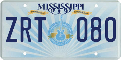 MS license plate ZRT080