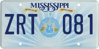 MS license plate ZRT081