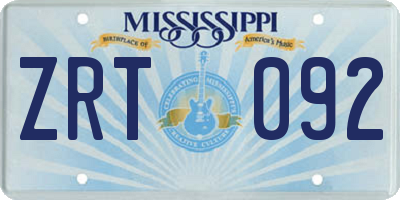 MS license plate ZRT092
