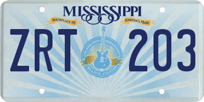 MS license plate ZRT203