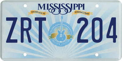 MS license plate ZRT204