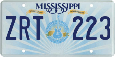 MS license plate ZRT223