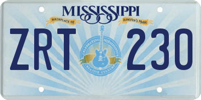 MS license plate ZRT230