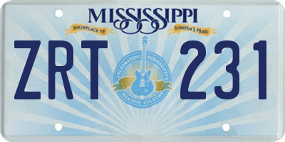 MS license plate ZRT231
