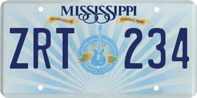MS license plate ZRT234