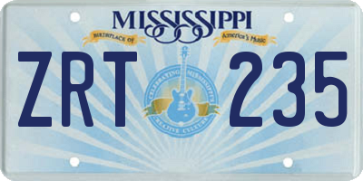 MS license plate ZRT235