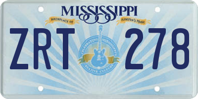 MS license plate ZRT278
