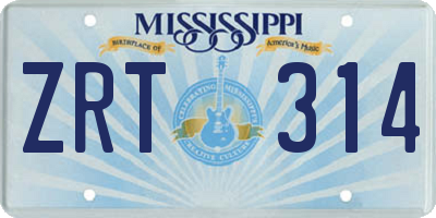 MS license plate ZRT314
