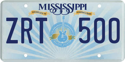 MS license plate ZRT500