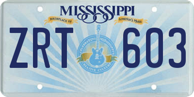 MS license plate ZRT603