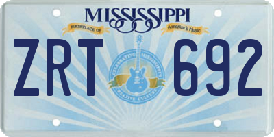 MS license plate ZRT692