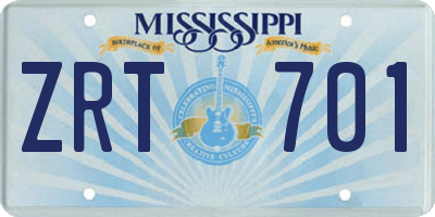 MS license plate ZRT701