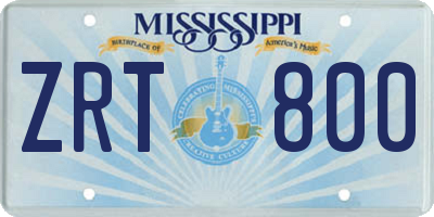MS license plate ZRT800