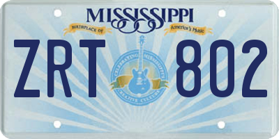 MS license plate ZRT802