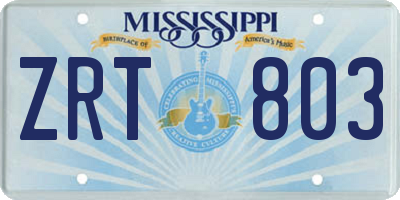 MS license plate ZRT803