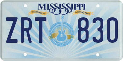 MS license plate ZRT830