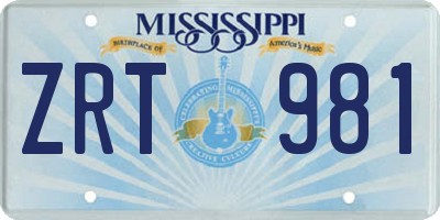 MS license plate ZRT981