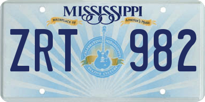 MS license plate ZRT982